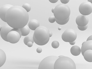 Abstract white many spheres design background
