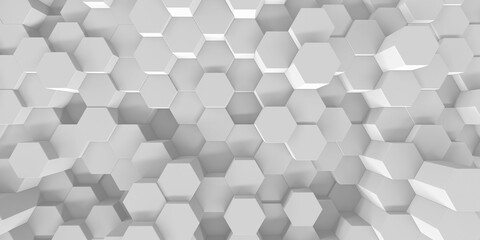 Abstract white geometric hexagon background