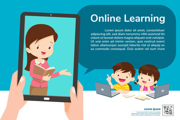 Fototapeta na wymiar children online learning concept
