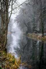 Snow Covered Frozen Canal, Irish Countryside