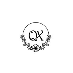 QX initial letters Wedding monogram logos, hand drawn modern minimalistic and frame floral templates