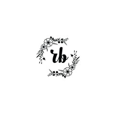 RB initial letters Wedding monogram logos, hand drawn modern minimalistic and frame floral templates