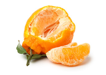 peeled tangerine isolated on white