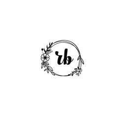 RB initial letters Wedding monogram logos, hand drawn modern minimalistic and frame floral templates