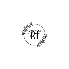 RF initial letters Wedding monogram logos, hand drawn modern minimalistic and frame floral templates