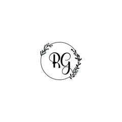 RG initial letters Wedding monogram logos, hand drawn modern minimalistic and frame floral templates