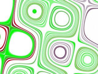 Green red swirls, circular shapes, abstract background with circles