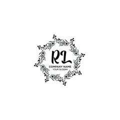 RL initial letters Wedding monogram logos, hand drawn modern minimalistic and frame floral templates