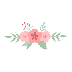 Colorful  beautiful Flowers, Floral. Vector illustration. Isolated on white. Vector cards in flat style. Perfect logo for flower shop, flower delivery or beauty salon.