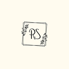 RS initial letters Wedding monogram logos, hand drawn modern minimalistic and frame floral templates