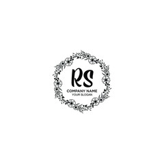 RS initial letters Wedding monogram logos, hand drawn modern minimalistic and frame floral templates