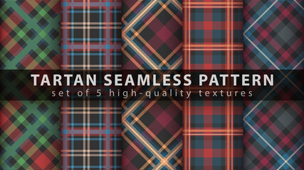 Set classic tartan seamless pattern. 