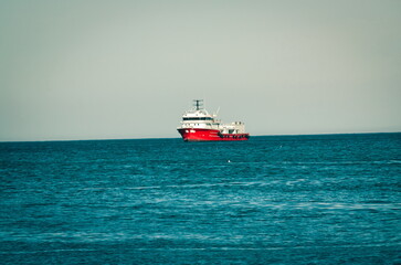 Ship in the sea. Batumi Georgia