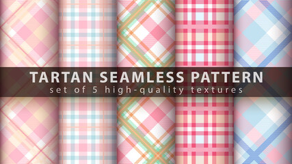 Set classic tartan seamless pattern. 