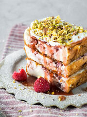 cottage cheese pie with raspberries 