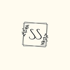 SS initial letters Wedding monogram logos, hand drawn modern minimalistic and frame floral templates