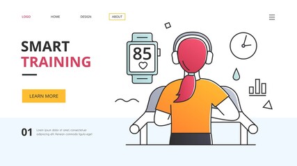 Smart Training concept with girl working out in a gym with smartwatch