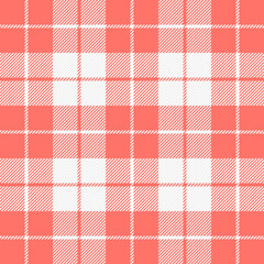 Easter Tartan plaid. Scottish pattern in red and white cage. Scottish cage. Traditional Scottish checkered background. Seamless fabric texture. Vector illustration