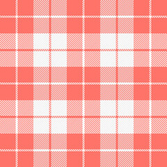 Easter Tartan plaid. Scottish pattern in red and white cage. Scottish cage. Traditional Scottish checkered background. Seamless fabric texture. Vector illustration