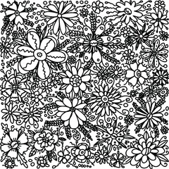 Fototapeta premium Vector coloring book in doodle style with different colors. Anti-stress coloring book with flowers and leaves.
