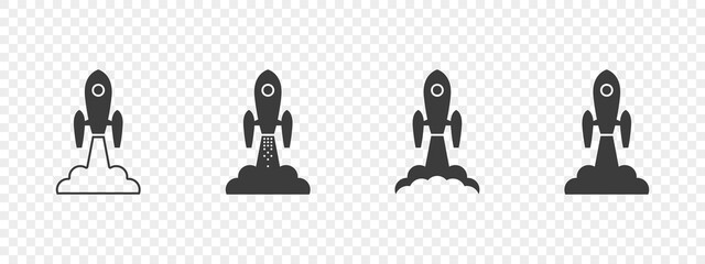 Rockets icons. Rocket launch. Spaceship launch. Spaceship icons. Business concept. Vector illustration