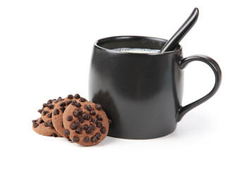 chocolate biscuit on white background.