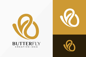 Luxury Line Art Butterfly Logo Vector Design. Abstract emblem, designs concept, logos, logotype element for template.