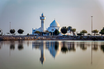 Fototapeta na wymiar Beautiful Al Khobar Corniche Mosque Saudi Arabia.