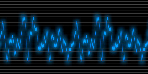 Sound waves oscillating glow light
