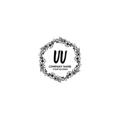VV initial letters Wedding monogram logos, hand drawn modern minimalistic and frame floral templates