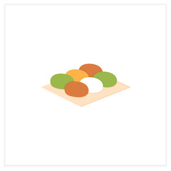Botamochi flat icon. Sweet Japanese confection. Ohagi dessert.Spring Japanese food concept. Vector illustration