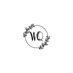 WQ initial letters Wedding monogram logos, hand drawn modern minimalistic and frame floral templates