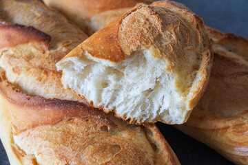 Loaf of bread on table. Close up view.