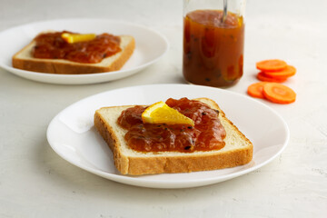 Sandwiches with home made carrot orange jam