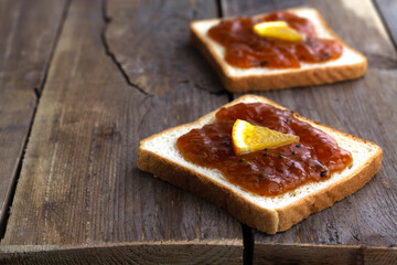 Two andwiches with homemade carrot orange jam