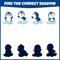 Educational game for children. Find the correct shadow. Mini-game for children.