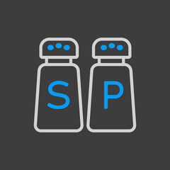 Salt and pepper condiment shakers vector icon