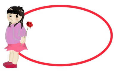 カーネーションを持った女の子　