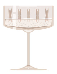 Glass of champagne. Stemware in cartoon style.