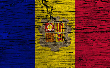 Andorra flag on old wooden table