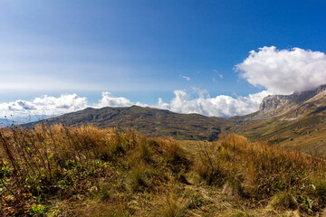 Mountain landscape, autumn sketches from tourist routes, recreation places for citizens.