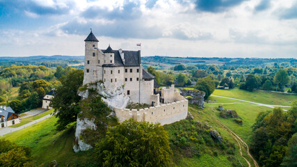 Fototapeta na wymiar Bobolice Castle, an old medieval fortress or royal castle in the village of Bobolice, Poland