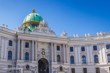 Fototapeta na wymiar Hofburg Palace in Vienna capital city, view on wing of Saint Michael, Austria
