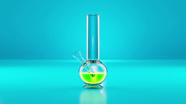 3D Animation of a Bong to smoke Cannabis or other drugs with a liquid inside.