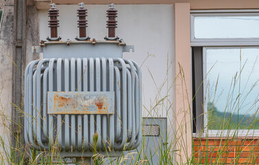 Electricity transformer in abandoned house