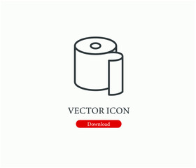 Toilet paper vector icon.  Editable stroke. Linear style sign for use on web design and mobile apps, logo. Symbol illustration. Pixel vector graphics - Vector