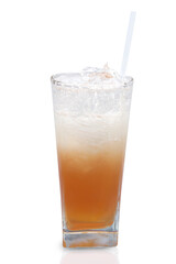 yellow drink on white background