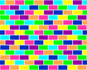 Seamless pattern. Rainbow colorful brick background. Vector stock illustration for poster