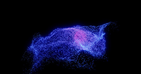 Glowing particles dynamic flow. Glowing cosmic dust.