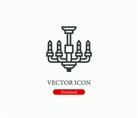Chandelier vector icon.  Editable stroke. Linear style sign for use on web design and mobile apps, logo. Symbol illustration. Pixel vector graphics - Vector